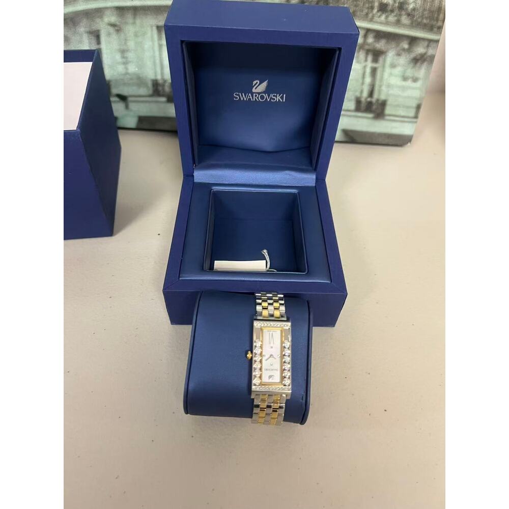 Swarovski Lovely Crystals Square Watch 5096689 2-Tone Moving Crystals Swiss - Picture 7 of 8
